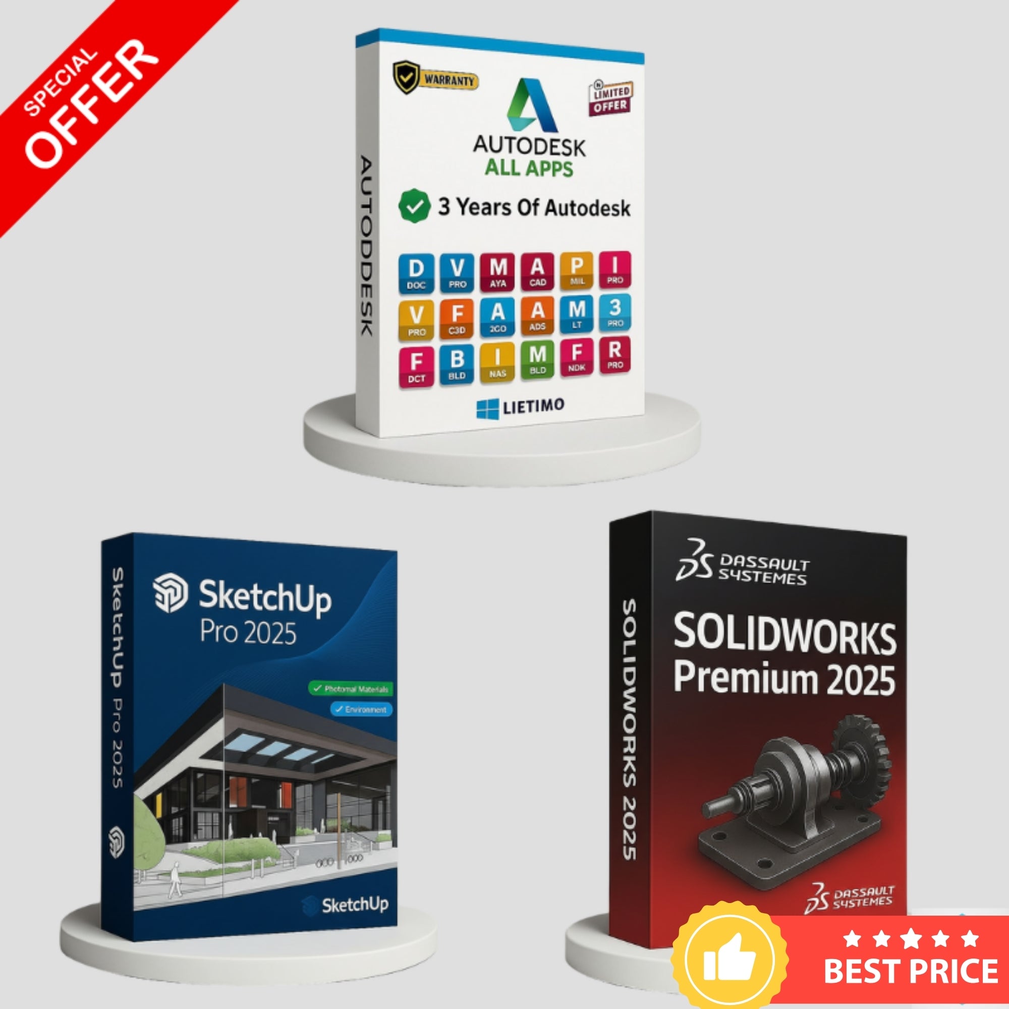 Professional CAD & 3D Design Pack 2025 – Autodesk + SketchUp Pro + SolidWorks Premium