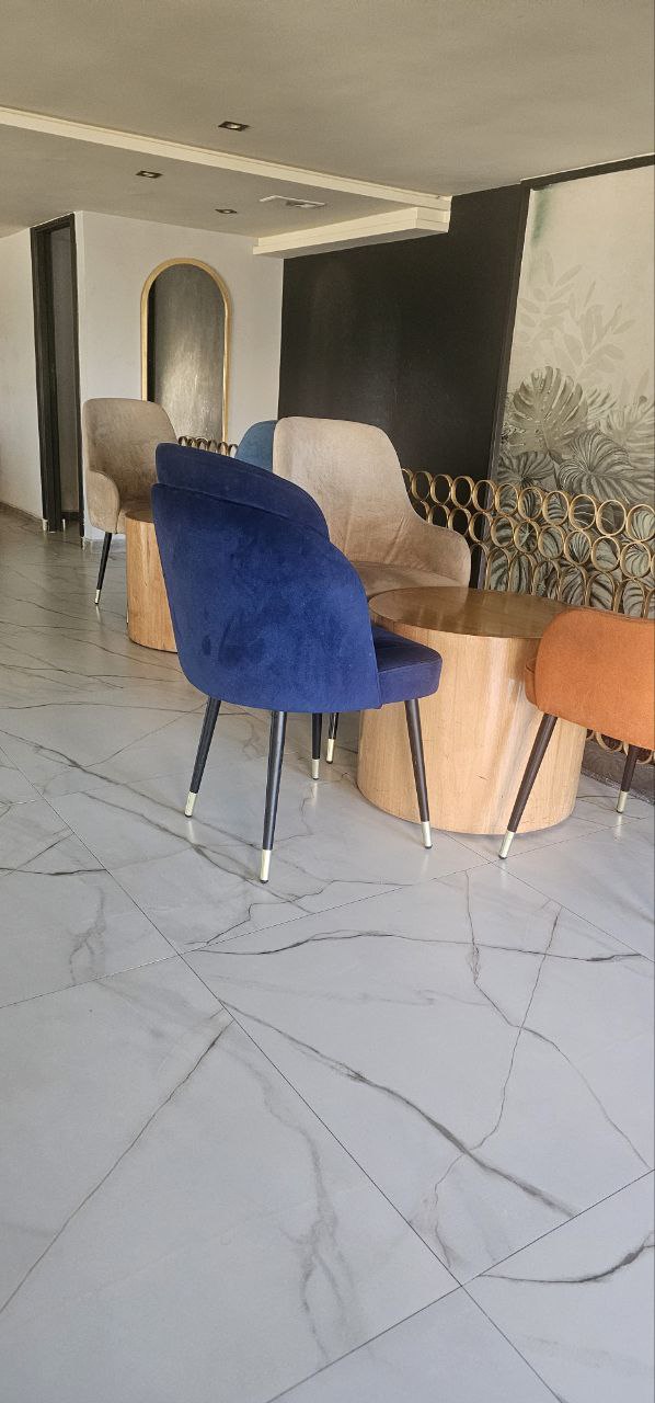 Velvet Accent Chair – Modern Upholstered Dining / Lounge Chair – Metal Legs – Multiple Colors Available