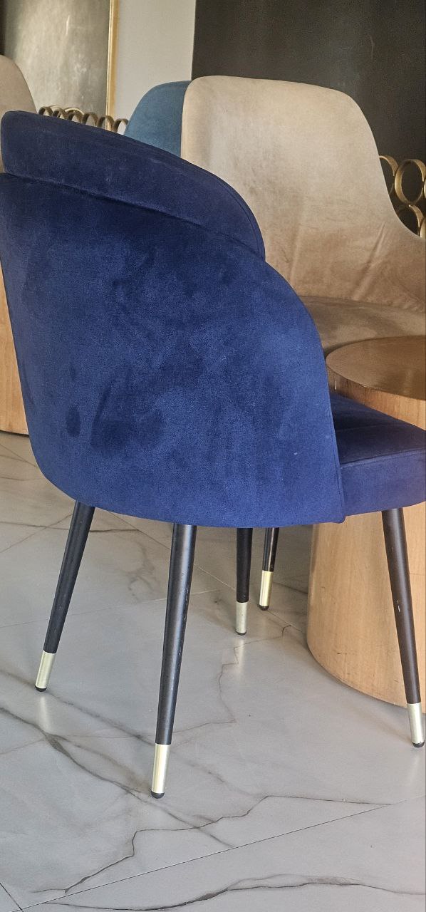 Velvet Accent Chair – Modern Upholstered Dining / Lounge Chair – Metal Legs – Multiple Colors Available